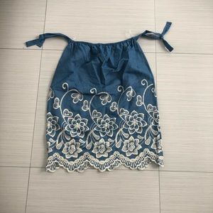 Denim embroidered mini dress